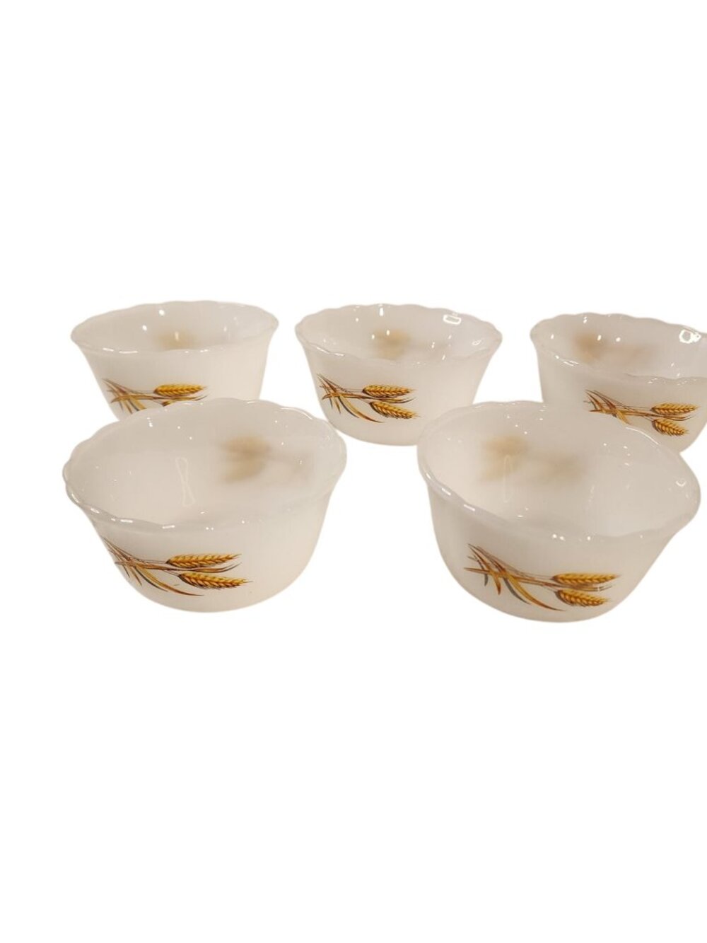 Fire King Milk Glass Wheat Pattern Custard Cups 6 oz set of 5